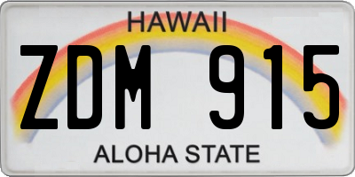 HI license plate ZDM915