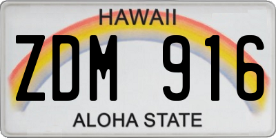 HI license plate ZDM916