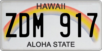 HI license plate ZDM917