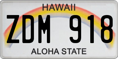 HI license plate ZDM918