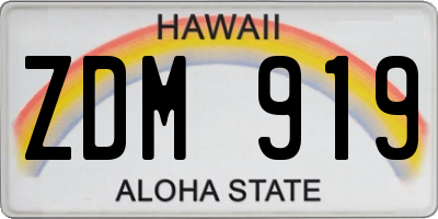 HI license plate ZDM919