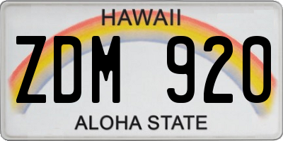 HI license plate ZDM920