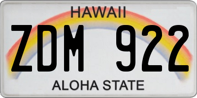 HI license plate ZDM922