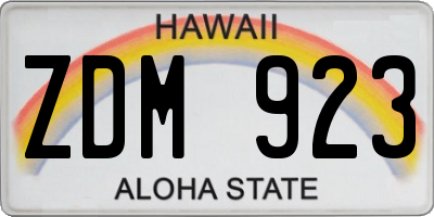 HI license plate ZDM923