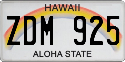 HI license plate ZDM925