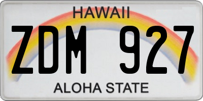 HI license plate ZDM927