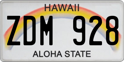 HI license plate ZDM928
