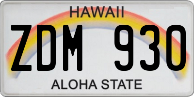HI license plate ZDM930