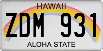 HI license plate ZDM931