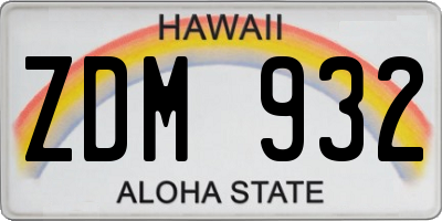 HI license plate ZDM932