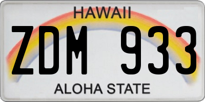 HI license plate ZDM933