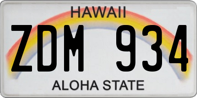 HI license plate ZDM934