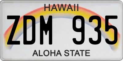 HI license plate ZDM935