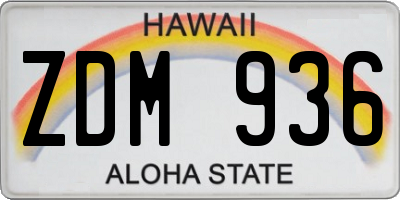 HI license plate ZDM936