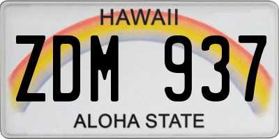 HI license plate ZDM937