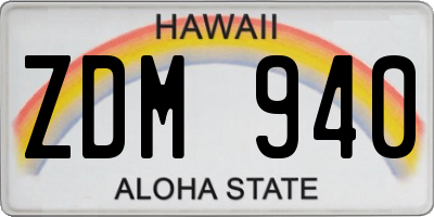 HI license plate ZDM940