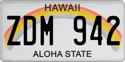 HI license plate ZDM942
