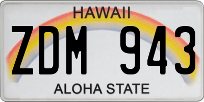 HI license plate ZDM943