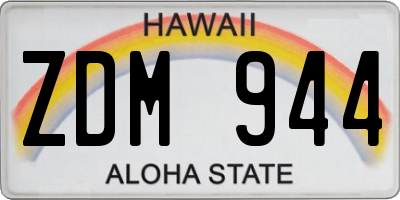 HI license plate ZDM944