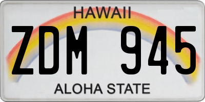 HI license plate ZDM945