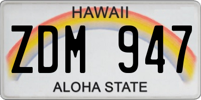HI license plate ZDM947