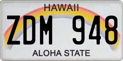 HI license plate ZDM948