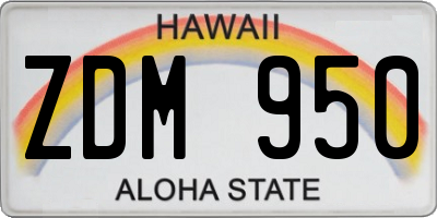 HI license plate ZDM950
