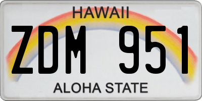 HI license plate ZDM951