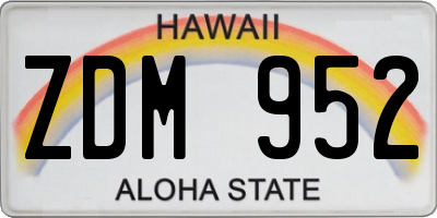 HI license plate ZDM952