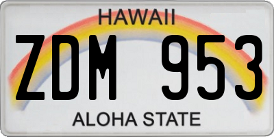 HI license plate ZDM953