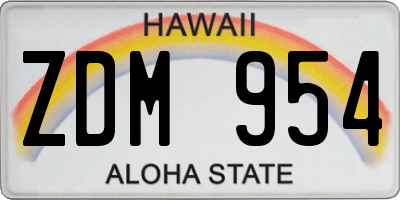 HI license plate ZDM954