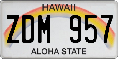 HI license plate ZDM957
