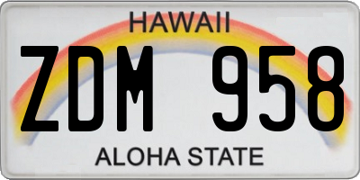 HI license plate ZDM958