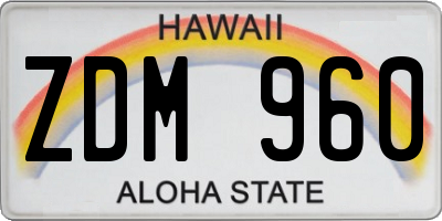 HI license plate ZDM960