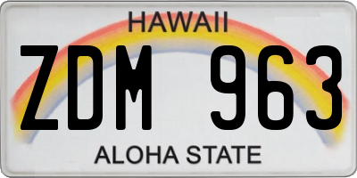 HI license plate ZDM963