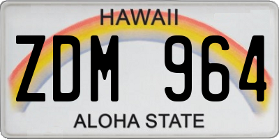HI license plate ZDM964