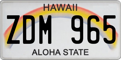 HI license plate ZDM965