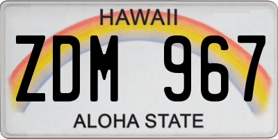 HI license plate ZDM967