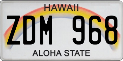 HI license plate ZDM968
