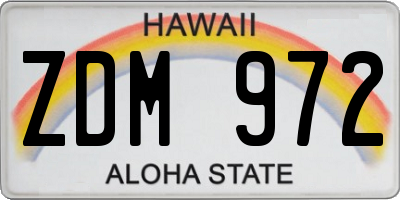 HI license plate ZDM972