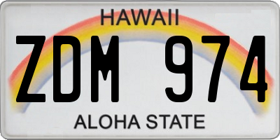 HI license plate ZDM974