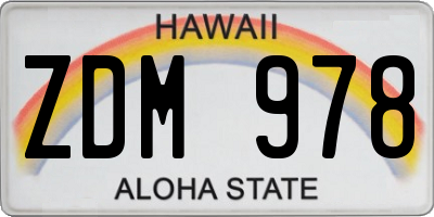 HI license plate ZDM978
