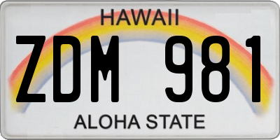 HI license plate ZDM981