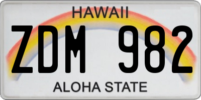 HI license plate ZDM982