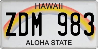 HI license plate ZDM983