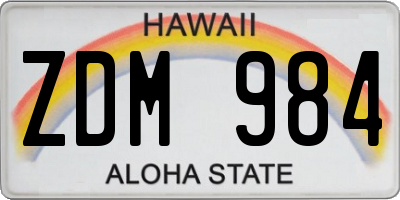 HI license plate ZDM984