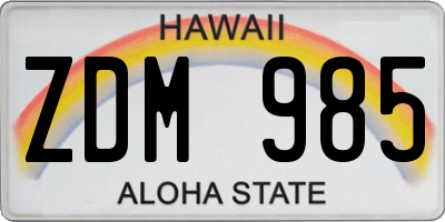 HI license plate ZDM985