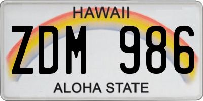 HI license plate ZDM986