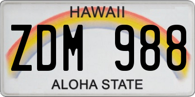 HI license plate ZDM988