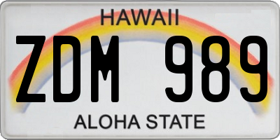 HI license plate ZDM989